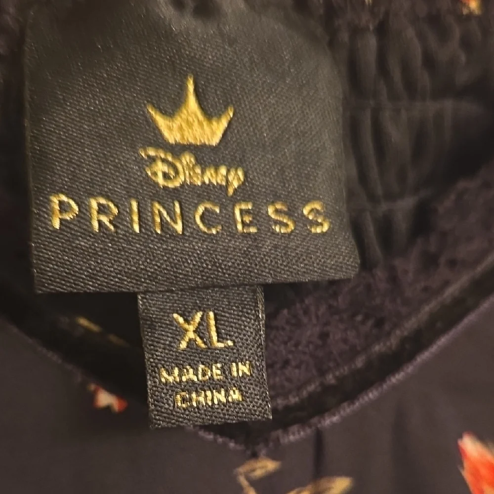 Disney Princess Black Floral Romper with‎ Red and Pink Accents